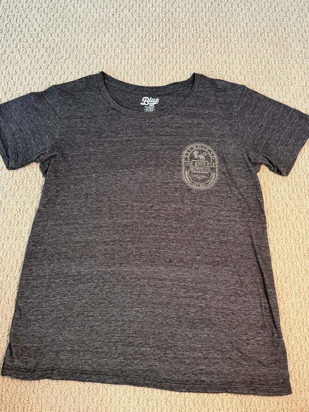 Blue 84 The Knuckle Brewing Co. T-Shirt, Heather Grey, women’s Size L